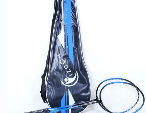 I-Zoom Badminton Racquet Combo (Set of 2) Blue & Black, Multicolor, Pack of 2.