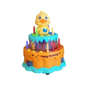 Happy Birthday Singing Cake Toy for Kids, Rotating Cake Toy with Light and Sound for Boys & Girls