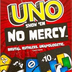 UNO No Mercy Card Mattel Game for Kids, Adults and Family Parties. Travel with Extra Cards.