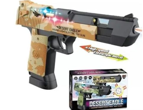 Desert Eagle Toy Gun with Projection Light & Sound and Recoil Mimic for Kids (Multicolor)