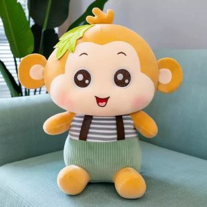 Monkey with Leaf Super Soft Stuffed Plush Toy 25 cm for Kids Birthday Gift (Random Color)
