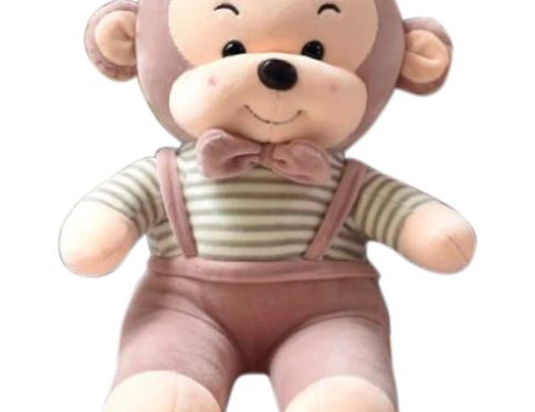 Super Soft Peach Monkey With Bow Soft Stuffed Animal Plush Toy for Kids Birthday Gifts 32 cm
