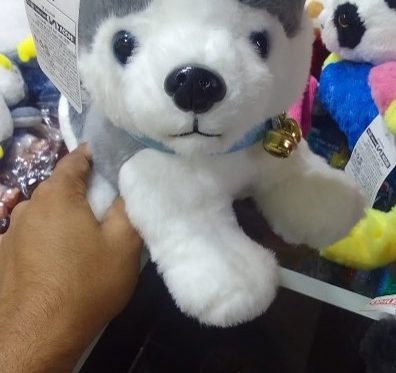 Stuffed Husky Dog 30 cms white & Grey