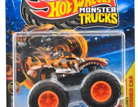 Hot Wheels Monster Trucks Live Tiger Includes Crushed Car for Kids & Collectors